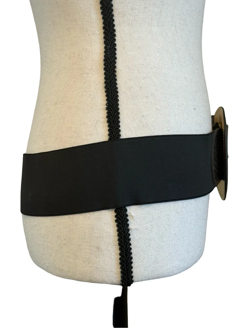 Guess Black Stretch Waist Belt Faux Snakeskin Wide Elastic Belt M/L